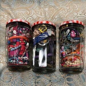 Kids Colorful Assorted Jewelry and Accessories in Jars. As is